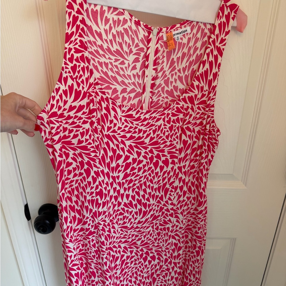 Reformation Pink and White Heart-Leaf Print Dress